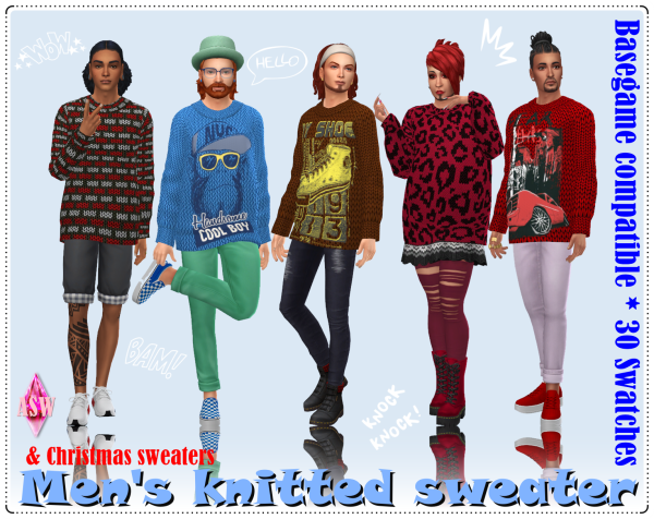 AnnettsKnits: Cozy Men’s Knitted Sweater (Alpha CC, Fashion Sets)