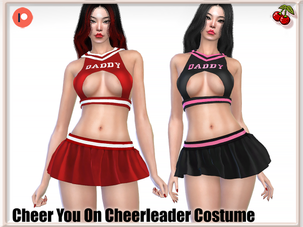 Harmonia’s Hype Squad: Fiery Cheerleader Costume Set (Sims 4 Alpha CC)