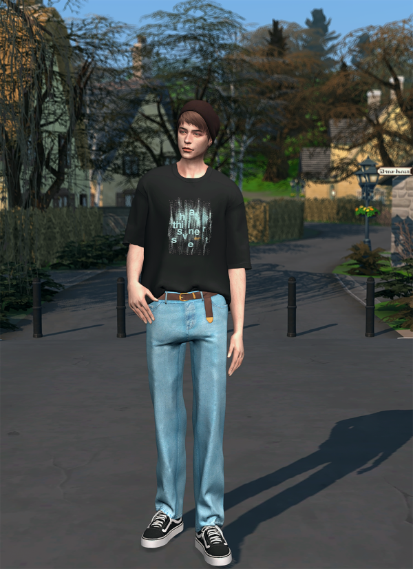 336187 oversized t shirt straight cut denim jeans by norusims sims4 featured image