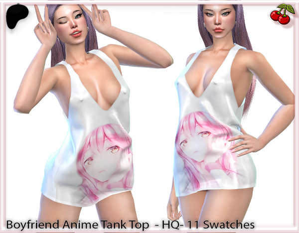 Harmonia’s Haute Couture: Chic Anime-Inspired Tank Tops & Dresses (Sims 4 Collection)