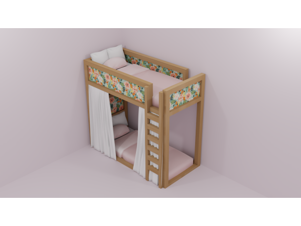 337871 wide floral bunk bed by ellasims sims4 featured image