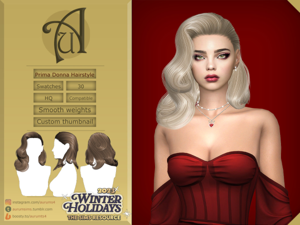 Aurum’s Winter Elegance: Chic Hairstyles for Female Sims (Long & Medium Alpha Hair CC)