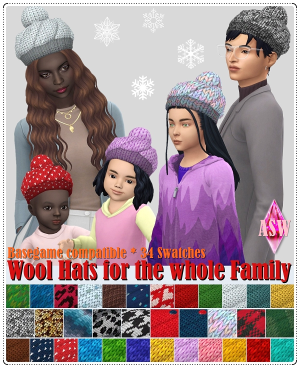 338168 wool hats for the whole family by annettssims4welt sims4 featured image