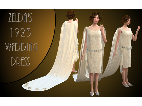 Zelda’s Elegance: 1925 Vintage Wedding Dress by VintageSimStress (WeddingCC, AlphaClothes)