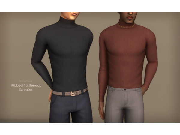 Namestowel Elegance: Cozy Ribbed Turtleneck Sweaters for All (Unisex Collection)