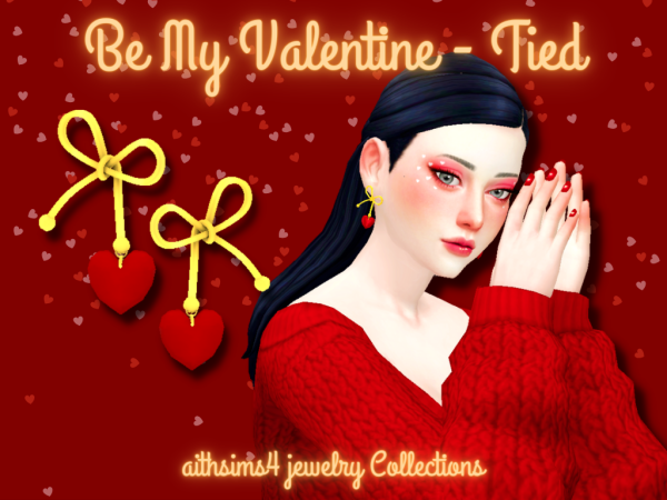 Aithsims’ Amour Adornments: Be My Valentine Tied Earrings (#AlphaCC Jewels)