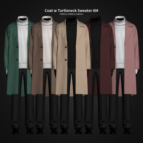 GorillaCozyTrend (Max 14 Coat &  Turtleneck Set by GorillaX3 – AlphaCC, Male & Female Outfits)