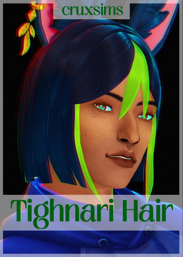 Cruxsims Creation: Tighnari’s Allure (Alpha Hair, Medium Female Hairstyle)