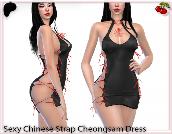 Harmonia’s Allure: Elegant Cheongsam Dress (Sims 4 Alpha CC)
