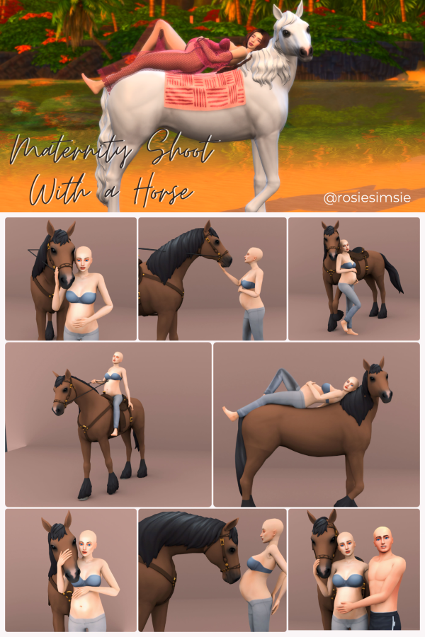 341274 posepack maternity shoot with a horse by rosiesimsie sims4 featured image