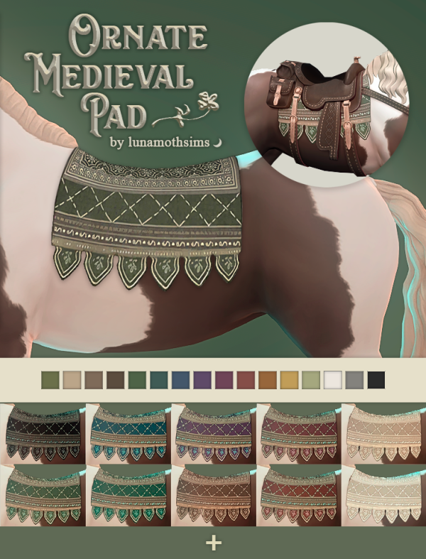 341877 41884521135631 128220 ornate medieval saddle pad 41884521135631 128220 by lunamothsims sims4 featured image