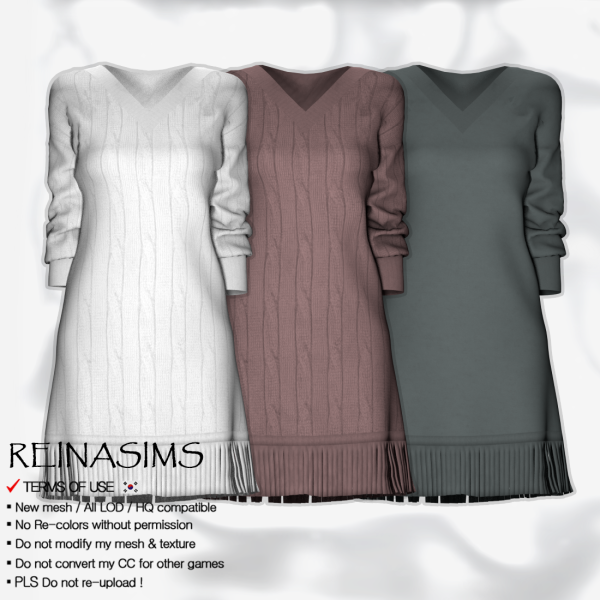 Reina’s Cozy Couture: Chic Sweater Dresses by ReinaSims4 (Alpha CC)