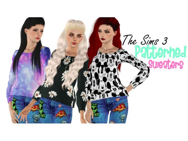 Cozy Couture: Patterned Sweaters by TheSimsProjectX (AlphaCC Female Tops)