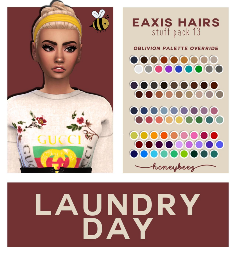 Search Results 88 Laundry Day Hairs in Oblivion Palette with Headband & Claw Clip Recolors