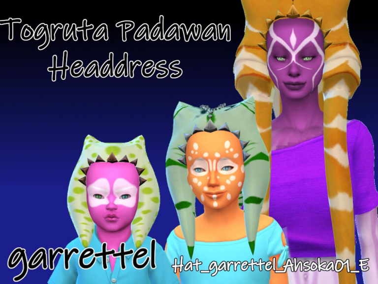 Ahsoka-Inspired Togruta Headdress for Sims 4: All Ages, Genders, 3 Swatches