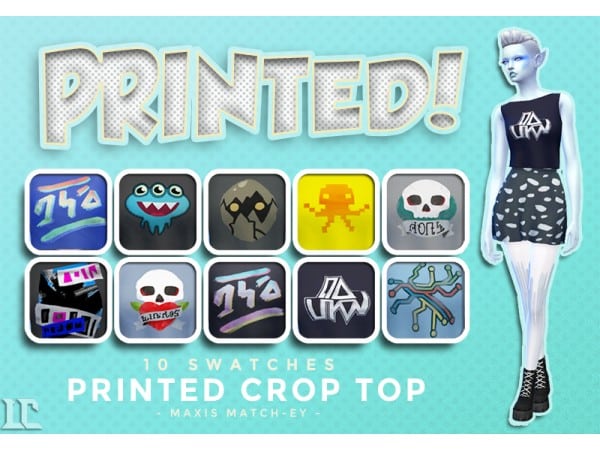 86407 printed crop top sims4 featured image