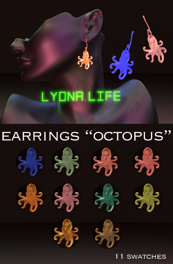 Flat Octopus Earrings [MM]