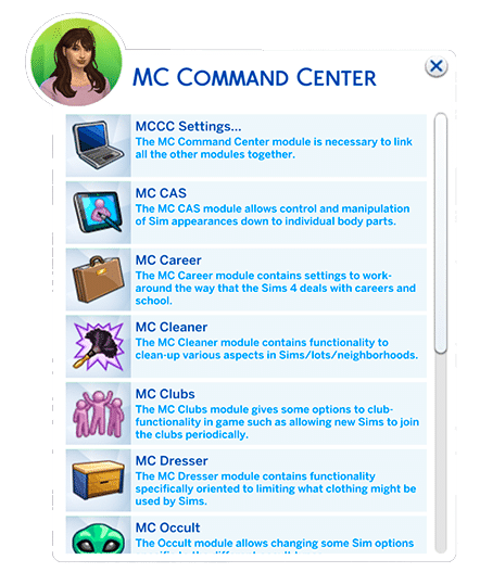 MC Command Center Menu