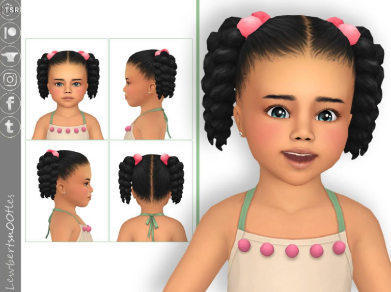 Middle Parted Bubble Braided Pigtails Hairstyle for Toddlers [MM]
