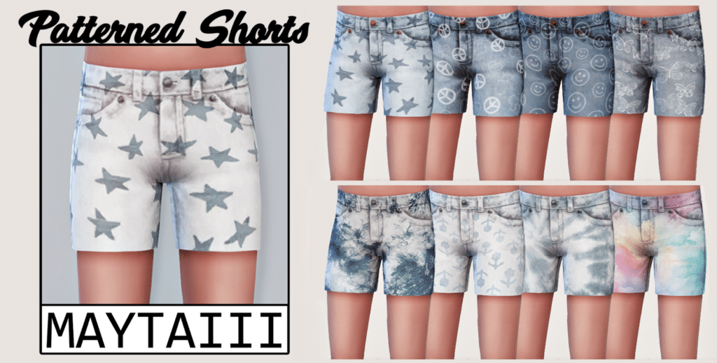 Patterned Denim Shorts for Children