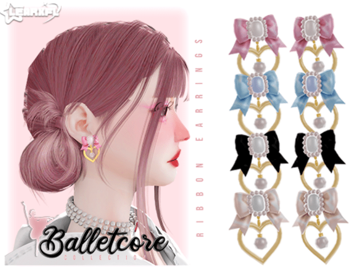 Ribbon and Heart Earrings Accessory