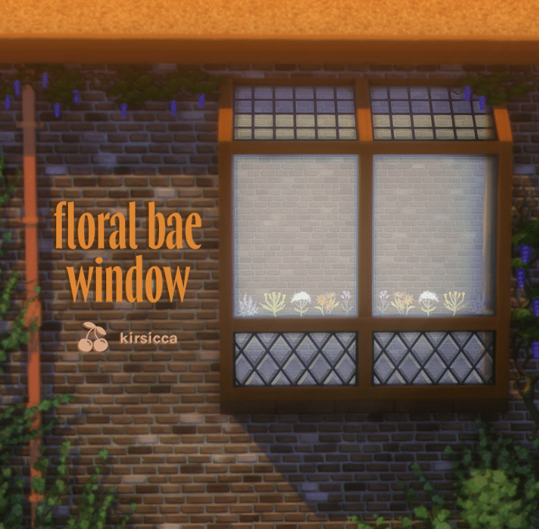 Wooden Window with Floral Design