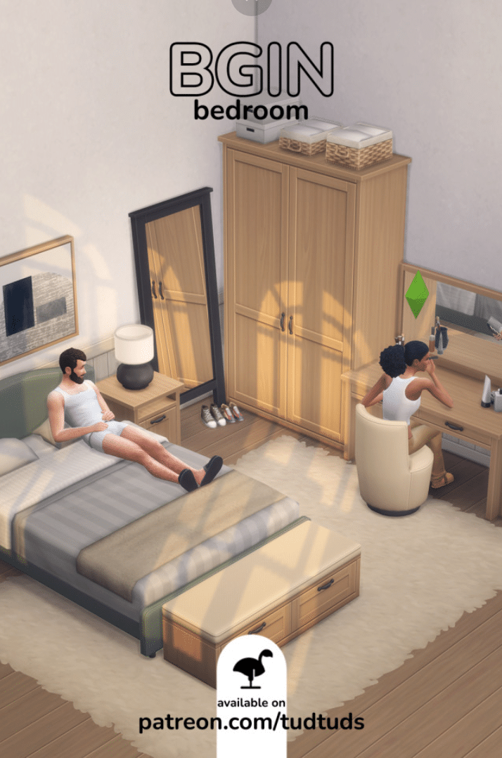 BGIN Bedroom Set ( Bed/ Side Table/ Vanity/ Mirror/ Cabinet/ Dresser/ Chair/ Plant/ Wall Décor/ Clutter/ Lamp) ][MM]