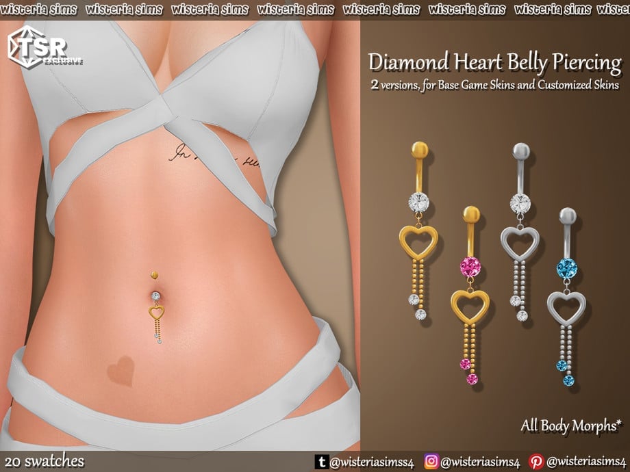 Diamond Heart Belly Button Piercing