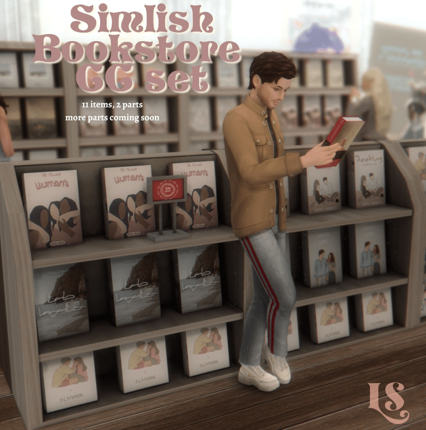 Simlish Bookstore Set by lustrousims