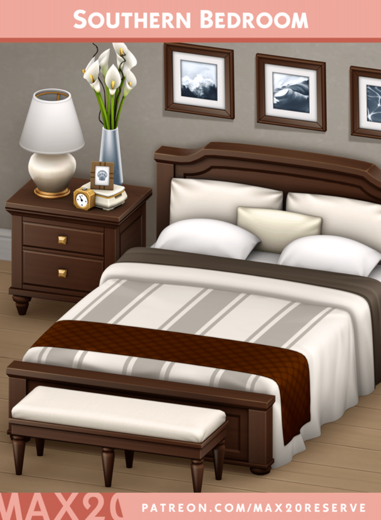 Southern Bedroom Set ( Bed/ Night Table/ Vase/ Decor/ Lamp/ Bench/ Dresser/ Nightstand/ Mirror) [MM]