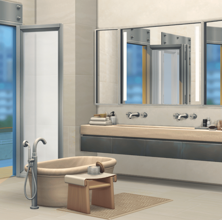 SOHO Set Part 1 ( Sink/ Shelves/ Bath Tub/ Mirror/ Stool/ Rugs/ Walls/ Floors) [MM]