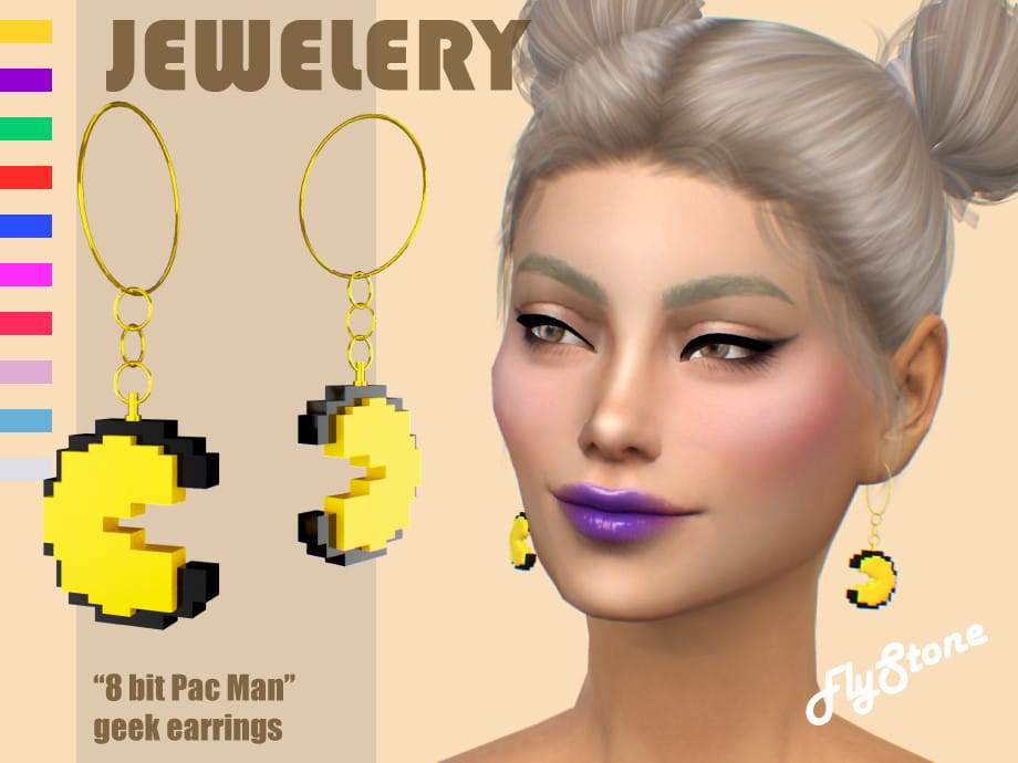 8 Bit Pac Man Geek Earrings