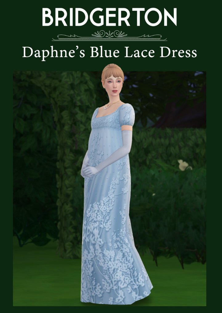 Bridgerton Daphne Blue Lace Dress by happylifesims