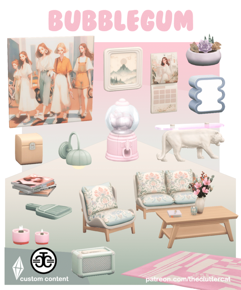 Bubblegum Set (Frame/ Armchair/ Decor/ Loveseat/ Clutter/  Mirror/ Table) [MM]