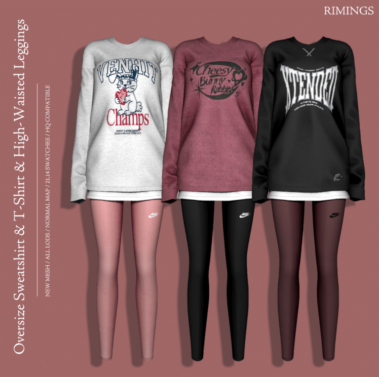 High-Waisted Leggings & Oversize Sweatshirt & T-Shirt [Alpha]