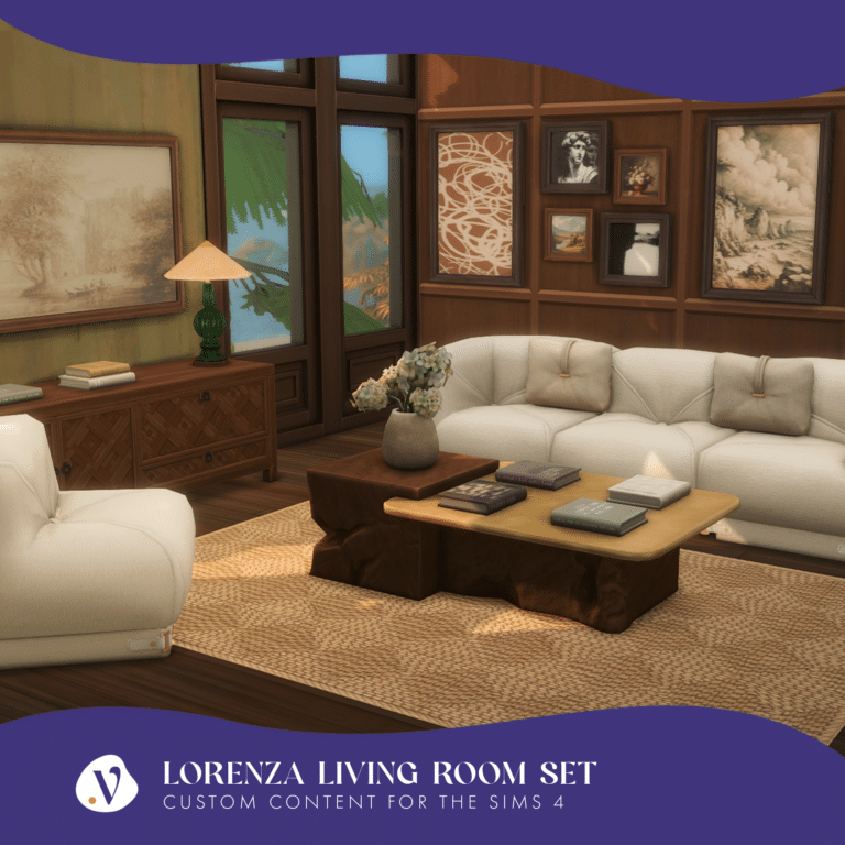 Lorenza Living Room Set ( Coffee Table/ Decor/ Chairs/ Rug/ Sofa/ TV/ Wall Paint ) [MM]