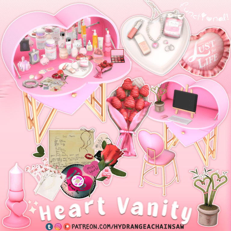 Heart Vanity Set ( Pillow/ Decor/ Clutter/ Chair/ Vanity Table/ Desk) [Alpha]