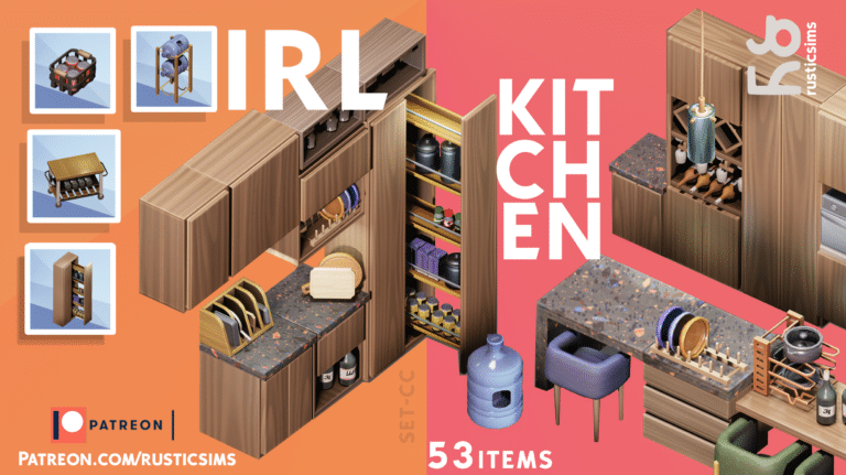 IRL Kitchen Set ( Chairs/ Dining Table/ Kitchen Counters/ Kitchen Decor/ Clutter/ Kitchen Cabinets) [MM]