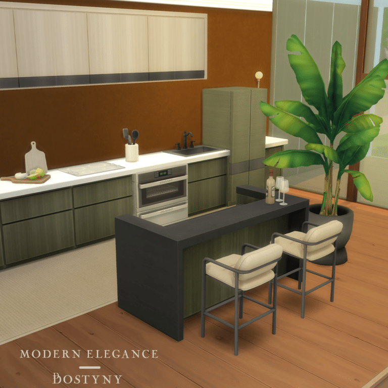 Modern Elegance – Kitchen ( Counter/ Cabinet/ Bar Chair/ Dining Table/ Chair/ Fridge/ Sink/ Kitchen Decor/ Clutter ) [MM]