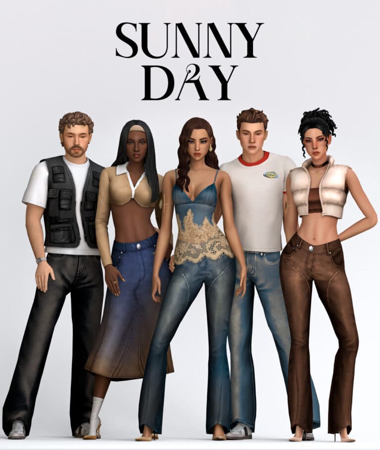 Sunny Day 2 ( Hair/ Top/ Jeans/ Maxi Skirt/ Cargo Pants/ Accessories/ Socks/ Heels/ Sneakers/ Jacket/ Watch ) [MM]