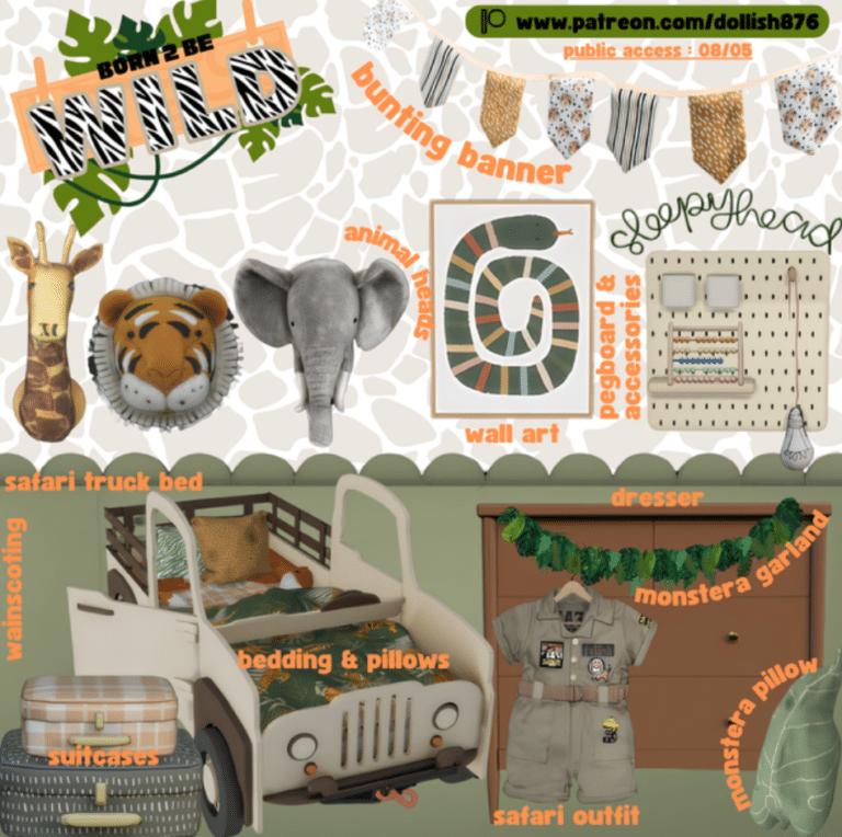 Born 2 Be Wild Bedroom ( Dresser/ Bed/ Decor/ Clutter/ Banner/ Wall Art/ Beddings/ Pillows ) [Alpha]