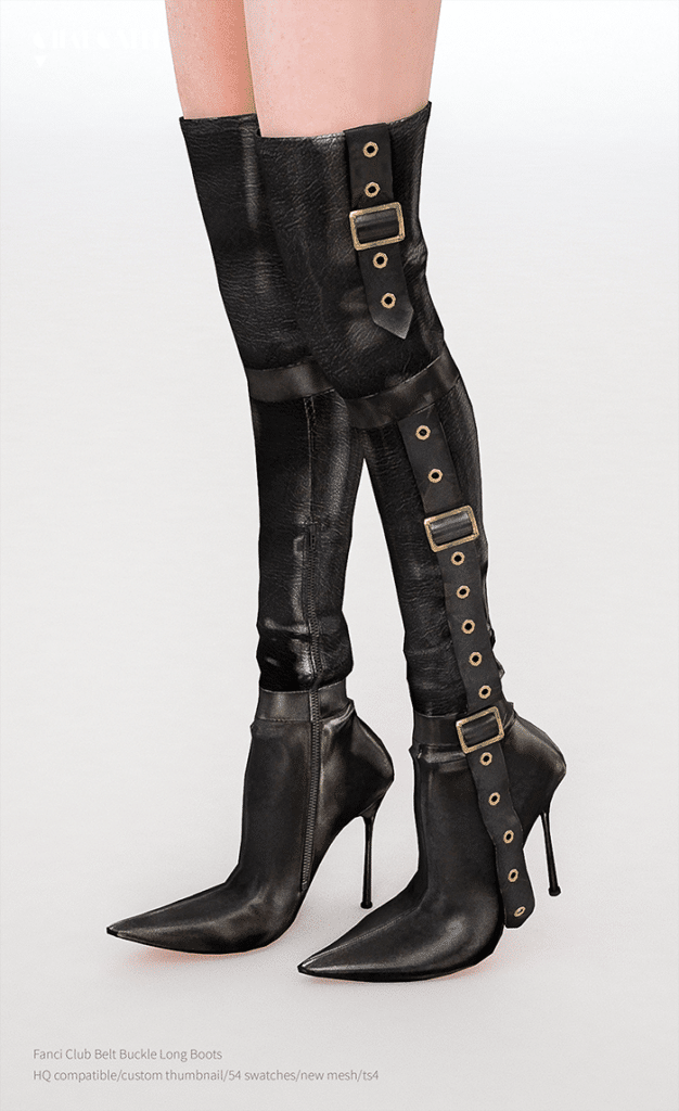 Fanci Club Belt Buckle Long Boots by Charonlee SIMS