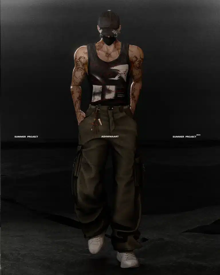 Male Summer Look Set ( Tank Top/ Cargo Pants/ Accessories ) [Alpha]