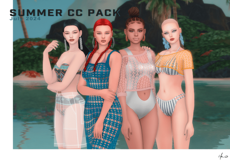 Summer CC Pack 2024 ( Swimsuit/ Bikini/ Top Acc / Pants Acc/ Earrings ) [MM]