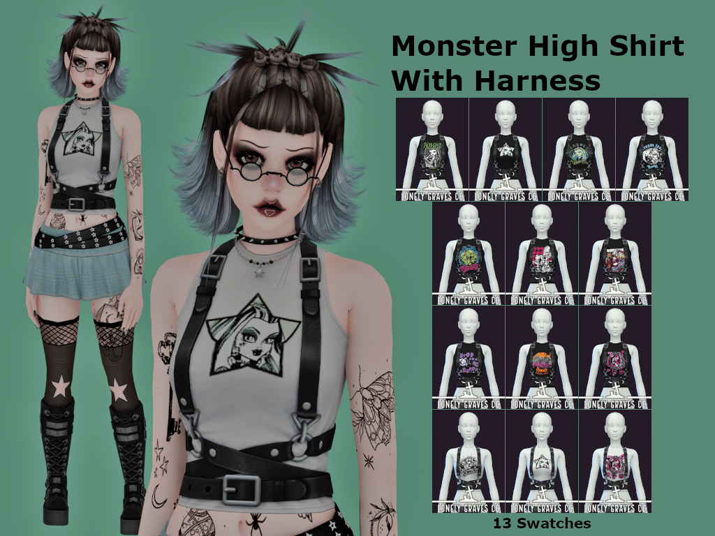 ﻿Monster High Shirt With Harness by Lonely Graves CC