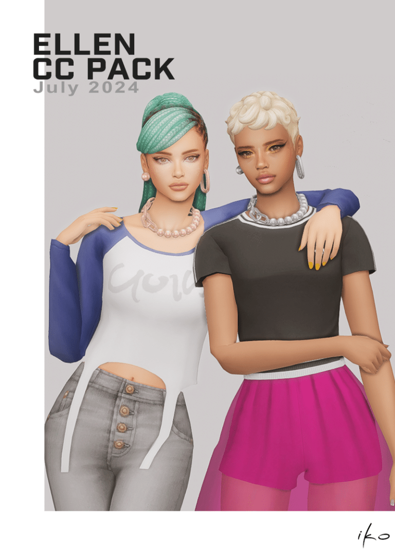 Ellen CC Pack ( Shirt/ Skirt/ Jeans/ Earrings/ Necklace ) [MM]