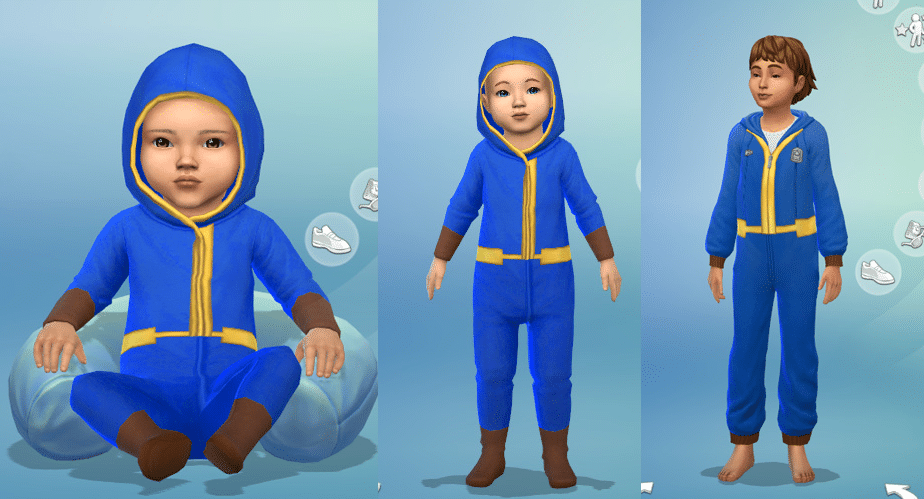 Sims 4 Fallout Vault Suit CC For Infants, Toddlers, & Kids