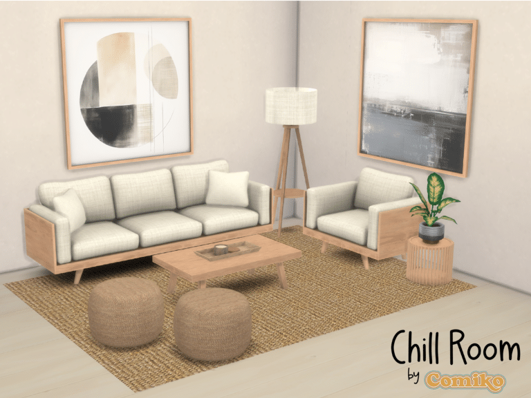 Chill Room / Living Room Set ( Sofa/ Chair/ Wall Decor/ End Table/ Coffee Table/ Floor Lamp/ Rug/ Pouf ) [MM]