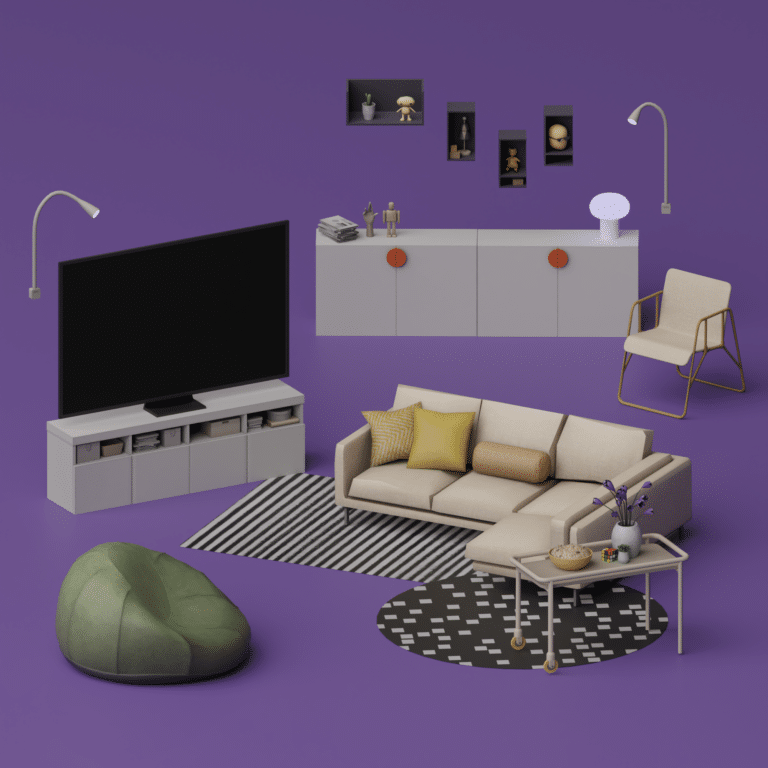 Gamer Set ( TV/ TV Rack/ Sofa/ Table/ Dresser/ Rug/ Décor/ Chair/ Floor Light/ Wall Décor/ Wall Light/ Plants ) [MM]