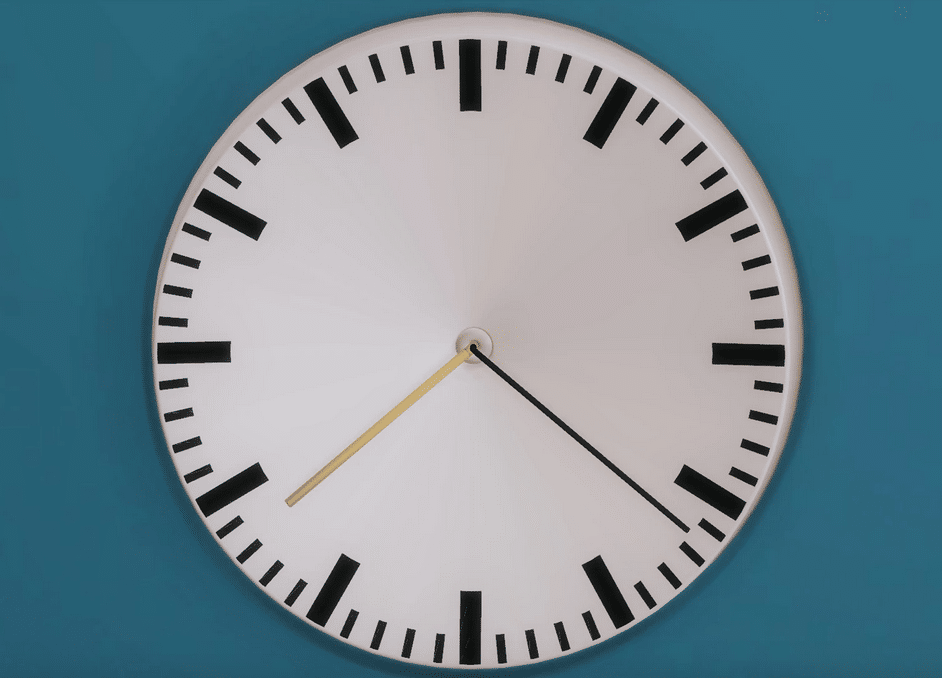 A sim version of the IRL analog wall clock by HAY, featuring a thick round disk and low profile notching and arms